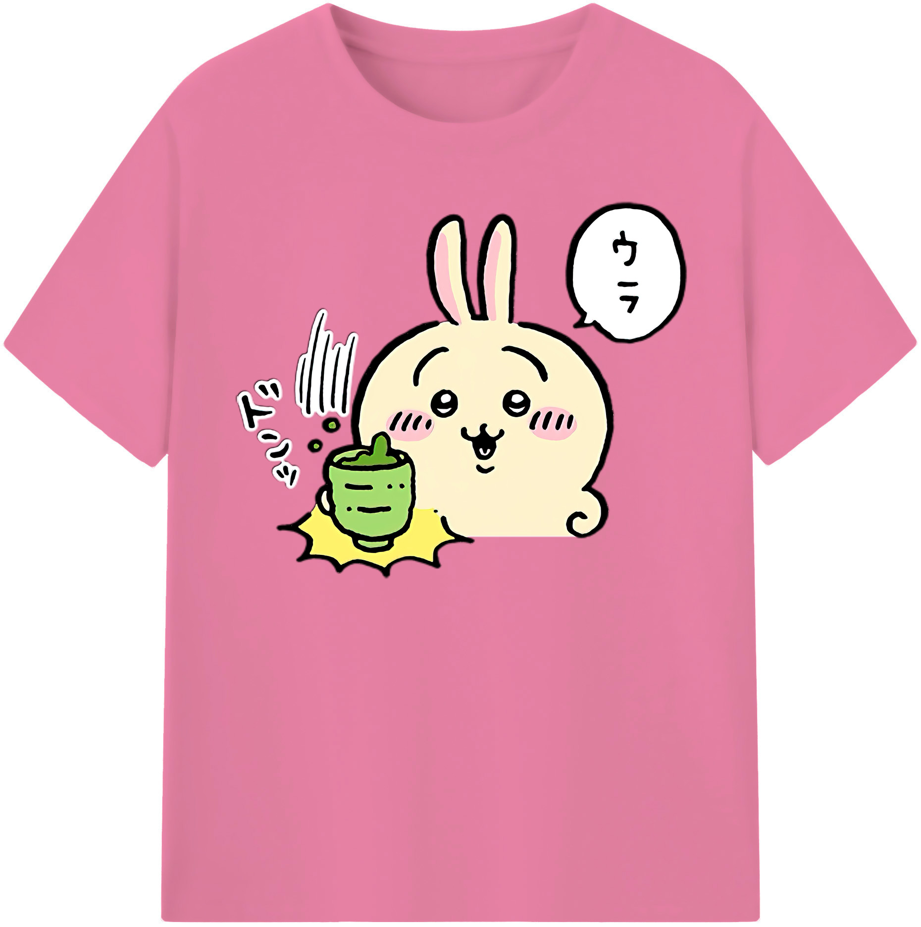 （画像用） ちいかわ うさぎ Chii-kawa usagi 綿100％半袖Tシャツ（フロントプリント）